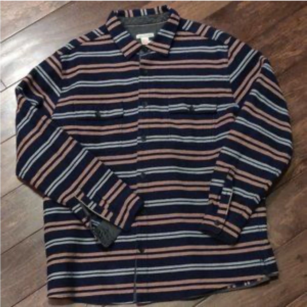 Carbon 2 Cobalt Heavy Weight Striped Cotton Shacket